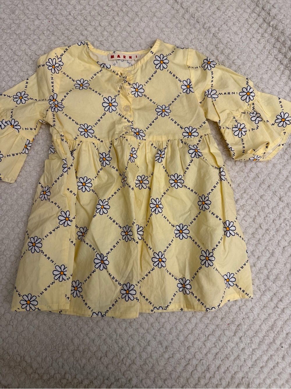 Marni Pale Yellow Script-Print Shirt